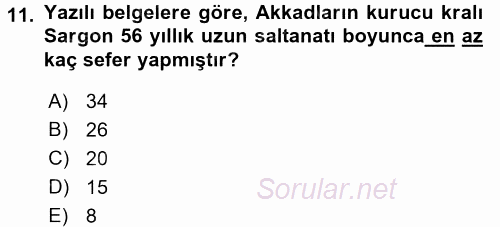 Eski Mezopotamya ve Mısır Tarihi 2015 - 2016 Ara Sınavı 11.Soru