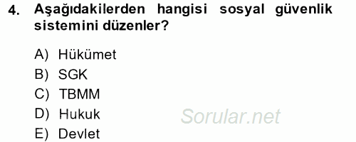 Hayat Sigortaları Ve Bireysel Emeklilik Sistemi 2014 - 2015 Ara Sınavı 4.Soru