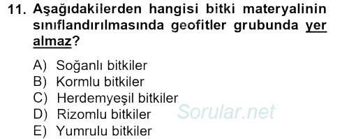 Peyzaj Çevre ve Tarım 2012 - 2013 Dönem Sonu Sınavı 11.Soru