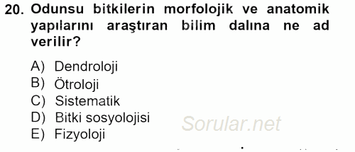 Peyzaj Çevre ve Tarım 2012 - 2013 Dönem Sonu Sınavı 20.Soru