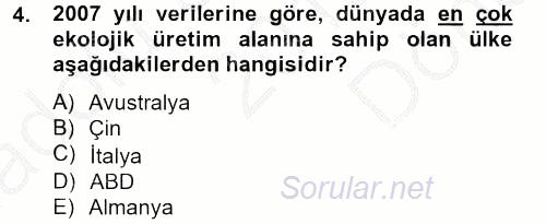 Peyzaj Çevre ve Tarım 2012 - 2013 Dönem Sonu Sınavı 4.Soru