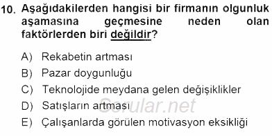 Girişim Finansmanı 2013 - 2014 Dönem Sonu Sınavı 10.Soru