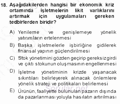 Girişim Finansmanı 2013 - 2014 Dönem Sonu Sınavı 18.Soru