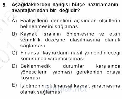 Girişim Finansmanı 2013 - 2014 Dönem Sonu Sınavı 5.Soru