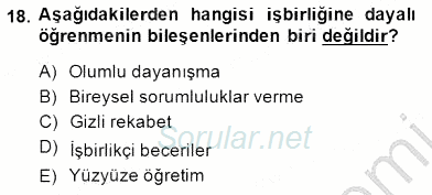 Davranış Ve Öğrenme Sorunu Olan Çocukların Eğitimi 2014 - 2015 Dönem Sonu Sınavı 18.Soru