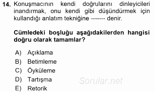 Profesyonel Yaşamda İmaj ve İtibar Yönetimi 2017 - 2018 Ara Sınavı 14.Soru