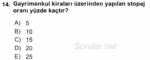 Türk Vergi Sistemi 2016 - 2017 Ara Sınavı 14.Soru