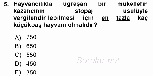 Türk Vergi Sistemi 2016 - 2017 Ara Sınavı 5.Soru