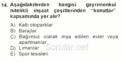 Gayrimenkul Yönetiminde Mesleki Etik 2014 - 2015 Dönem Sonu Sınavı 14.Soru