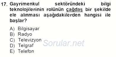 Gayrimenkul Yönetiminde Mesleki Etik 2014 - 2015 Dönem Sonu Sınavı 17.Soru