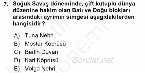 Uluslararası İlişkilere Giriş 2016 - 2017 Ara Sınavı 7.Soru