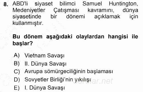 Uluslararası İlişkilere Giriş 2016 - 2017 Ara Sınavı 8.Soru