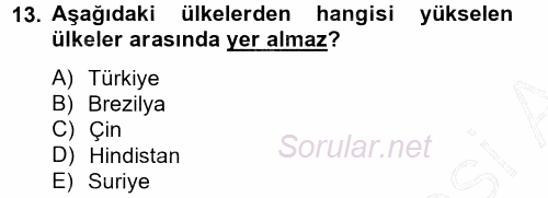 Stratejik Yönetim 2012 - 2013 Dönem Sonu Sınavı 13.Soru