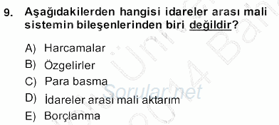 Mahalli İdareler Maliyesi 2013 - 2014 Ara Sınavı 9.Soru