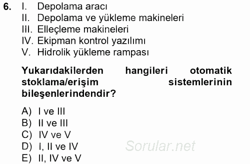 Lojistikte Teknoloji Kullanımı 2014 - 2015 Tek Ders Sınavı 6.Soru