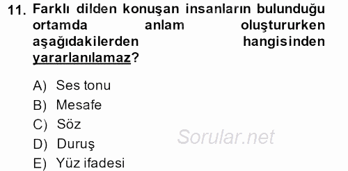 Kültürlerarası İletişim 2013 - 2014 Dönem Sonu Sınavı 11.Soru