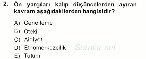 Kültürlerarası İletişim 2013 - 2014 Dönem Sonu Sınavı 2.Soru