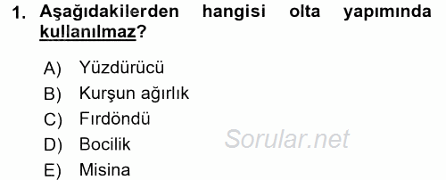 Balık Yetiştiriciliği 2015 - 2016 Ara Sınavı 1.Soru