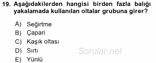 Balık Yetiştiriciliği 2015 - 2016 Ara Sınavı 19.Soru