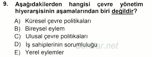 Turizm Sosyolojisi 2012 - 2013 Dönem Sonu Sınavı 9.Soru