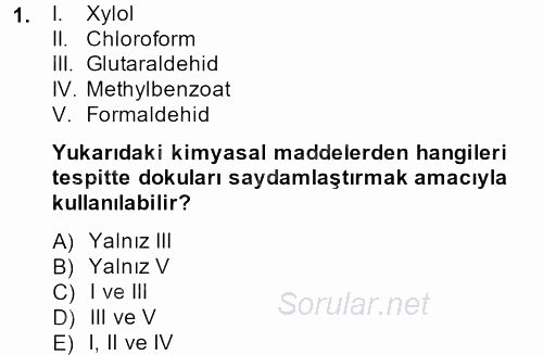 Temel Veteriner Histoloji ve Embriyoloji 2014 - 2015 Dönem Sonu Sınavı 1.Soru