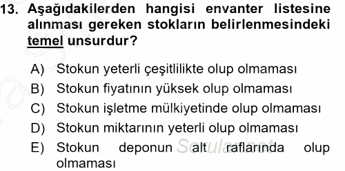 Dönemsonu İşlemleri 2015 - 2016 Ara Sınavı 13.Soru