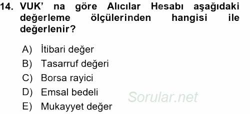 Dönemsonu İşlemleri 2015 - 2016 Ara Sınavı 14.Soru