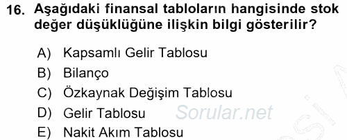 Dönemsonu İşlemleri 2015 - 2016 Ara Sınavı 16.Soru