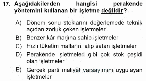 Dönemsonu İşlemleri 2015 - 2016 Ara Sınavı 17.Soru