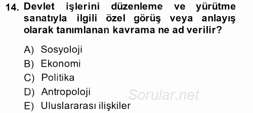 Uluslararası Ekonomi Politik 2014 - 2015 Ara Sınavı 14.Soru