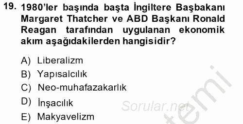 Uluslararası Ekonomi Politik 2014 - 2015 Ara Sınavı 19.Soru