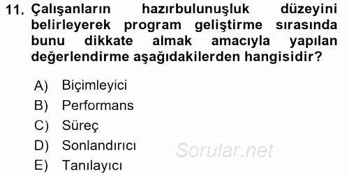 İşletmelerde Eğitim ve Geliştirme 2016 - 2017 Ara Sınavı 11.Soru