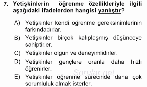 İşletmelerde Eğitim ve Geliştirme 2016 - 2017 Ara Sınavı 7.Soru