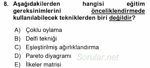 İşletmelerde Eğitim ve Geliştirme 2016 - 2017 Ara Sınavı 8.Soru