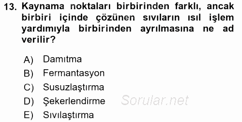 İçecek Bilgisi 2016 - 2017 Dönem Sonu Sınavı 13.Soru