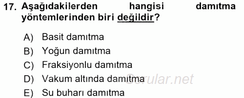 İçecek Bilgisi 2016 - 2017 Dönem Sonu Sınavı 17.Soru