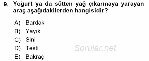 İçecek Bilgisi 2016 - 2017 Dönem Sonu Sınavı 9.Soru