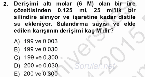Veteriner Laboratuvar Teknikleri ve Prensipleri 2014 - 2015 Dönem Sonu Sınavı 2.Soru