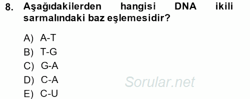 Veteriner Laboratuvar Teknikleri ve Prensipleri 2014 - 2015 Dönem Sonu Sınavı 8.Soru