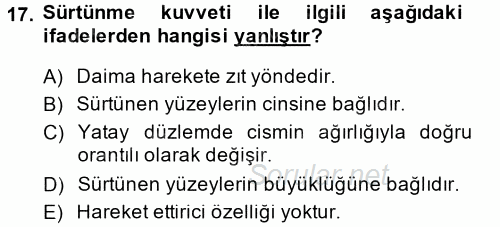 Okulöncesinde Fen Eğitimi 2014 - 2015 Tek Ders Sınavı 17.Soru