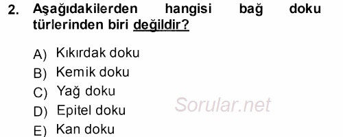 Okulöncesinde Fen Eğitimi 2014 - 2015 Tek Ders Sınavı 2.Soru