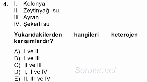 Okulöncesinde Fen Eğitimi 2014 - 2015 Tek Ders Sınavı 4.Soru