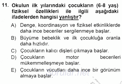 Erken Çocukluk Döneminde Gelişim 1 2012 - 2013 Dönem Sonu Sınavı 11.Soru