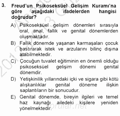 Erken Çocukluk Döneminde Gelişim 1 2012 - 2013 Dönem Sonu Sınavı 3.Soru