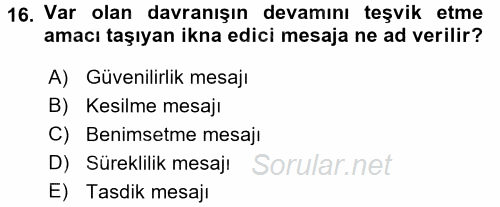 Etkili İletişim Teknikleri 2015 - 2016 Dönem Sonu Sınavı 16.Soru