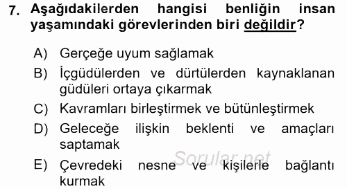 Etkili İletişim Teknikleri 2015 - 2016 Dönem Sonu Sınavı 7.Soru