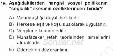 Aile Ekonomisi 2013 - 2014 Tek Ders Sınavı 16.Soru