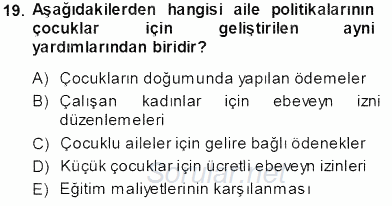 Aile Ekonomisi 2013 - 2014 Tek Ders Sınavı 19.Soru