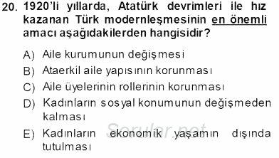 Aile Ekonomisi 2013 - 2014 Tek Ders Sınavı 20.Soru
