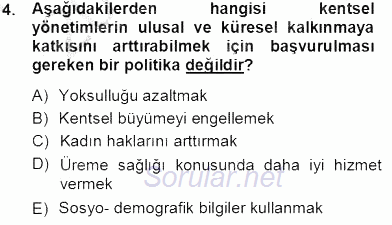 Aile Ekonomisi 2013 - 2014 Tek Ders Sınavı 4.Soru